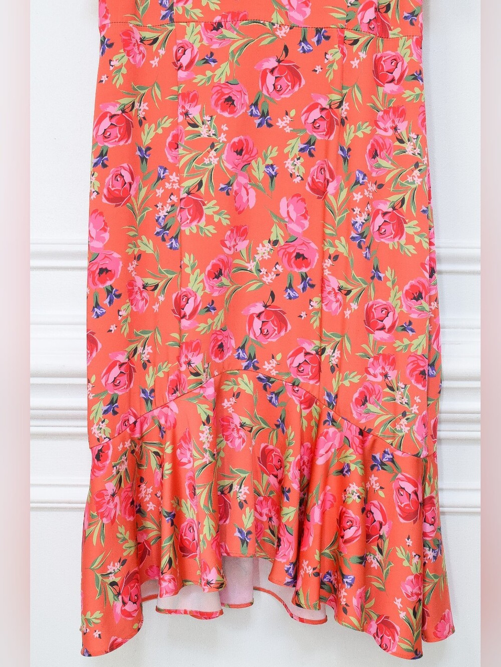 Anthropologie Keepsake Floral Midi Dress Pink Coral Sz M Cocktail Boho Romantic - Picture 5 of 14